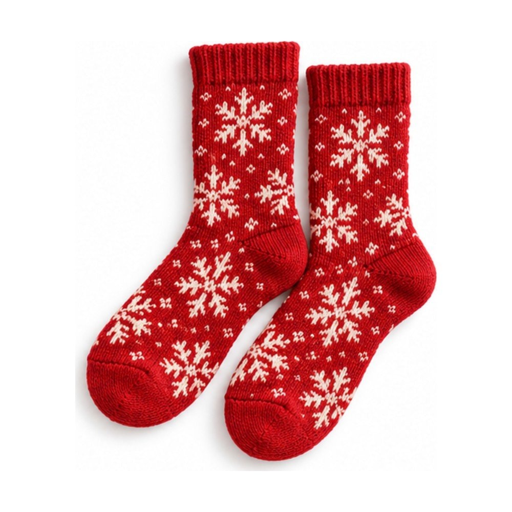 Snowflake Knit Crew Socks