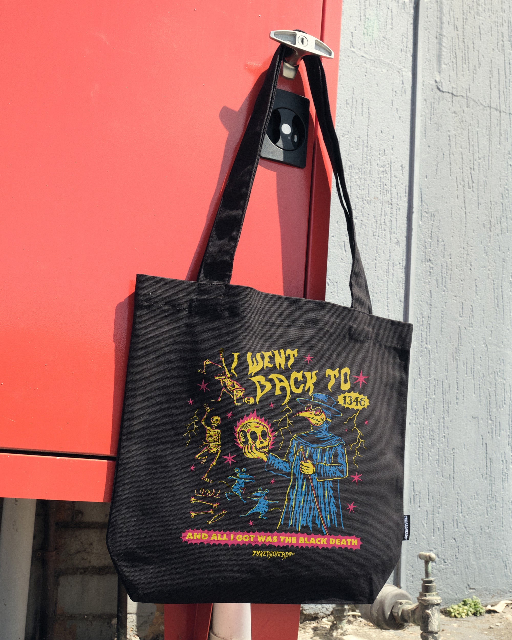 Black Death Tote Bag - Premium 100% Cotton Canvas with Reinforced Straps
