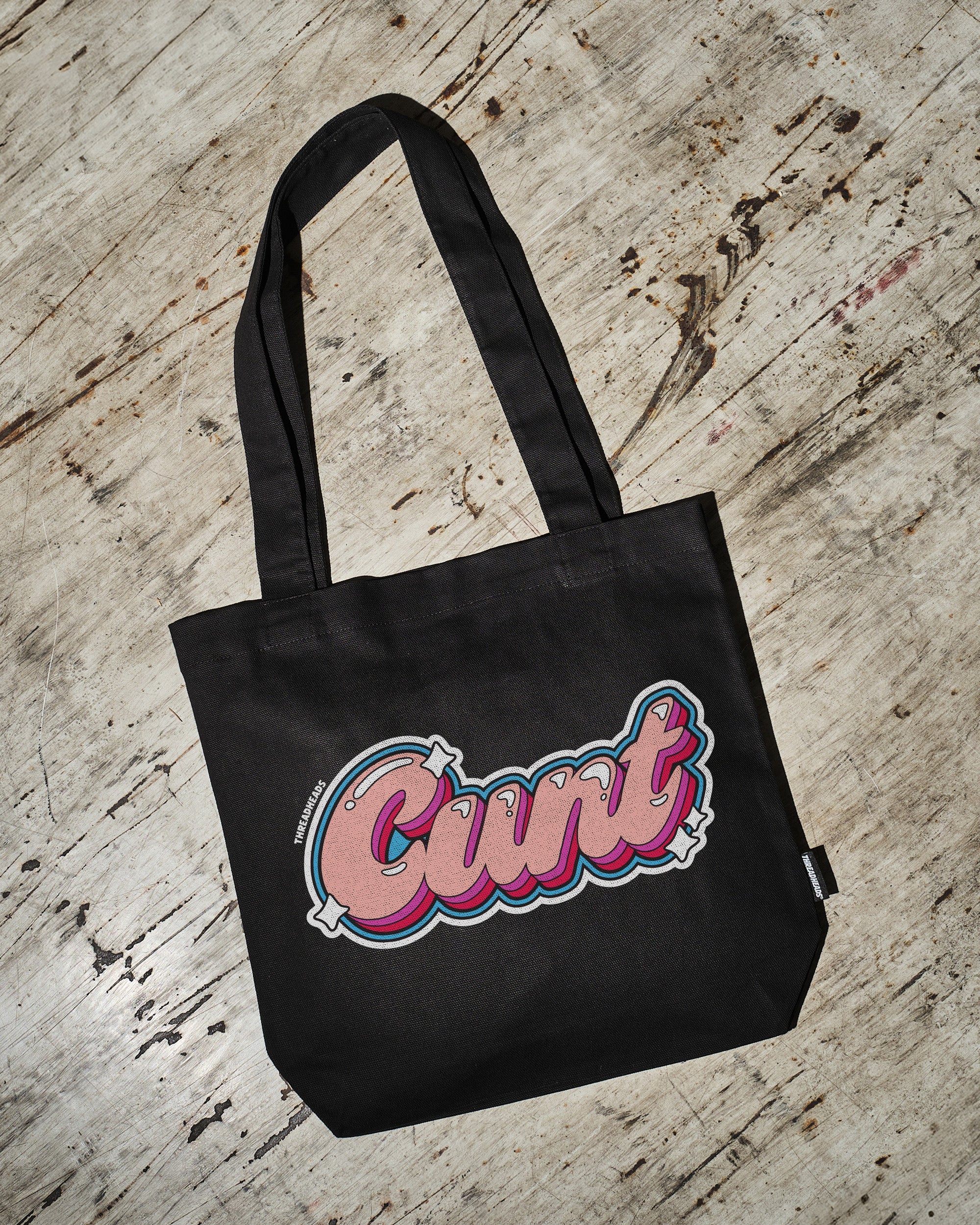 Cunt Graphic Print Cotton Canvas Tote Bag by Threadheads