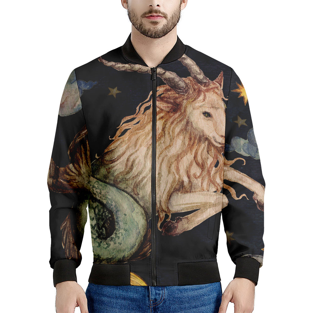 Watercolor Capricorn Zodiac Sign Print Men's Bomber Jacket