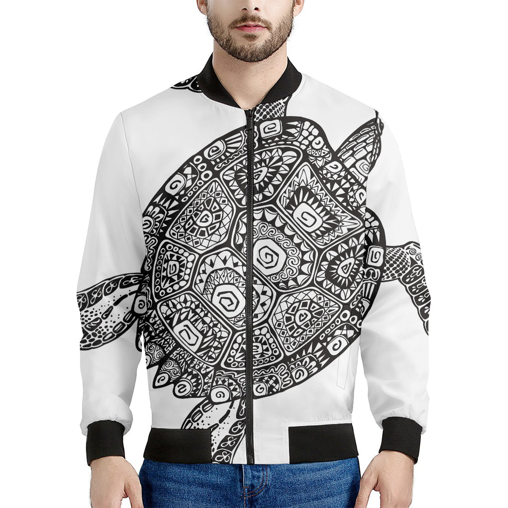 Zentangle Sea Turtle Print Men's Bomber Jacket