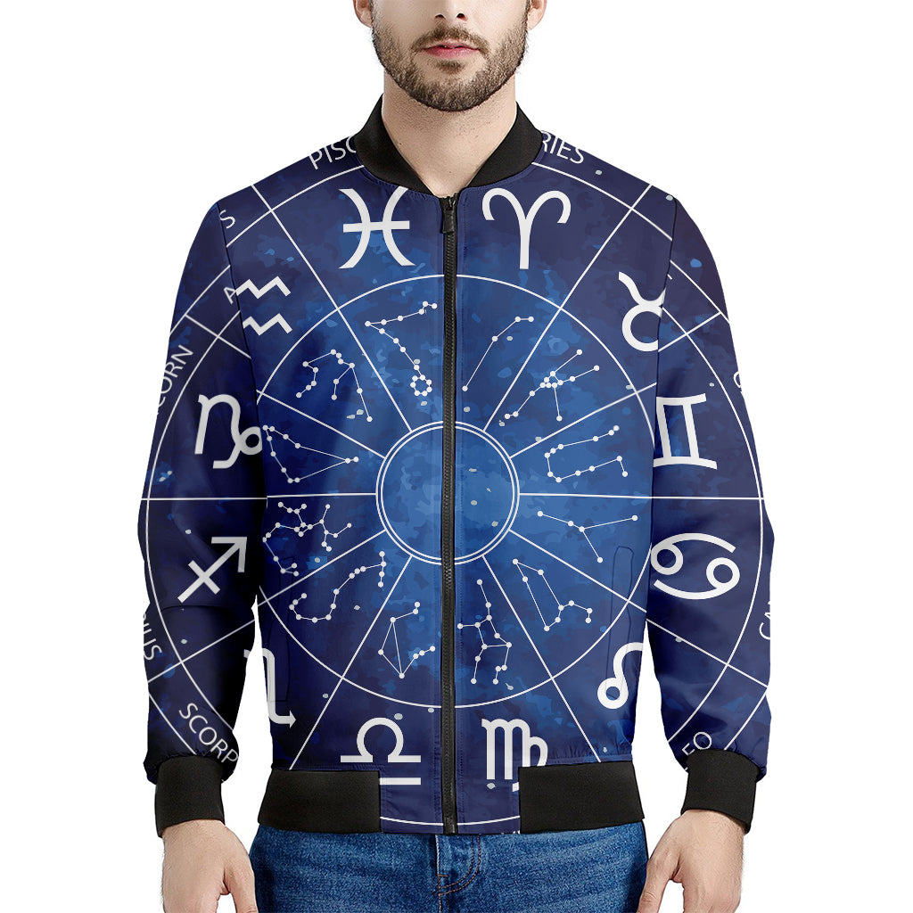 Zodiac Signs Wheel Print Men's Bomber Jacket