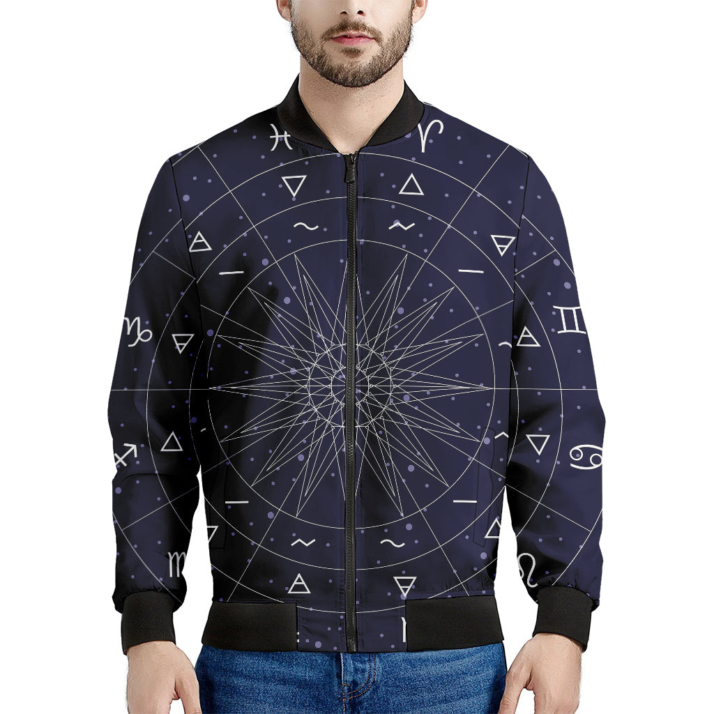 Zodiac Symbols Circle Print Men's Bomber Jacket