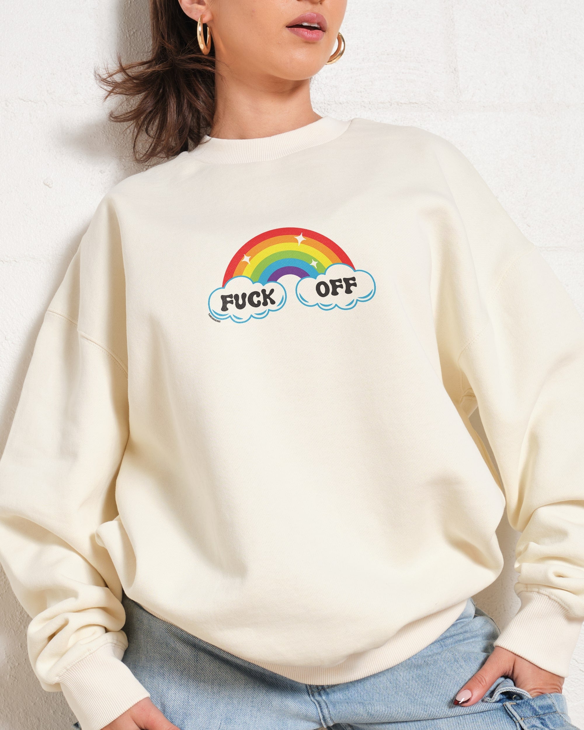 Fk Off Rainbow Unisex Sweatshirt - Threadheads Graphic Print 340gsm Cotton Poly Blend