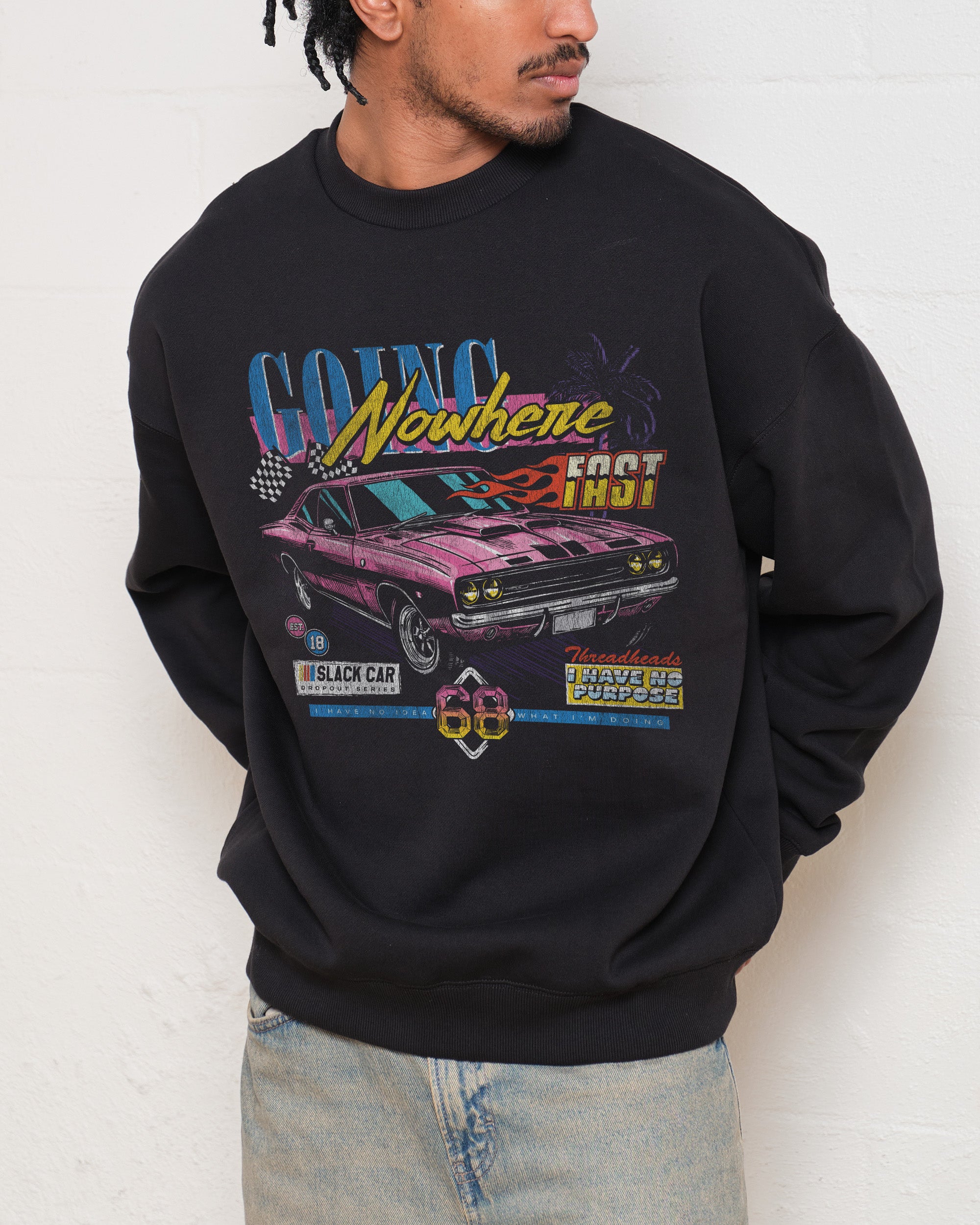 Going Nowhere Fast Unisex Sweatshirt - Threadheads Graphic Print, 80% Cotton 340gsm