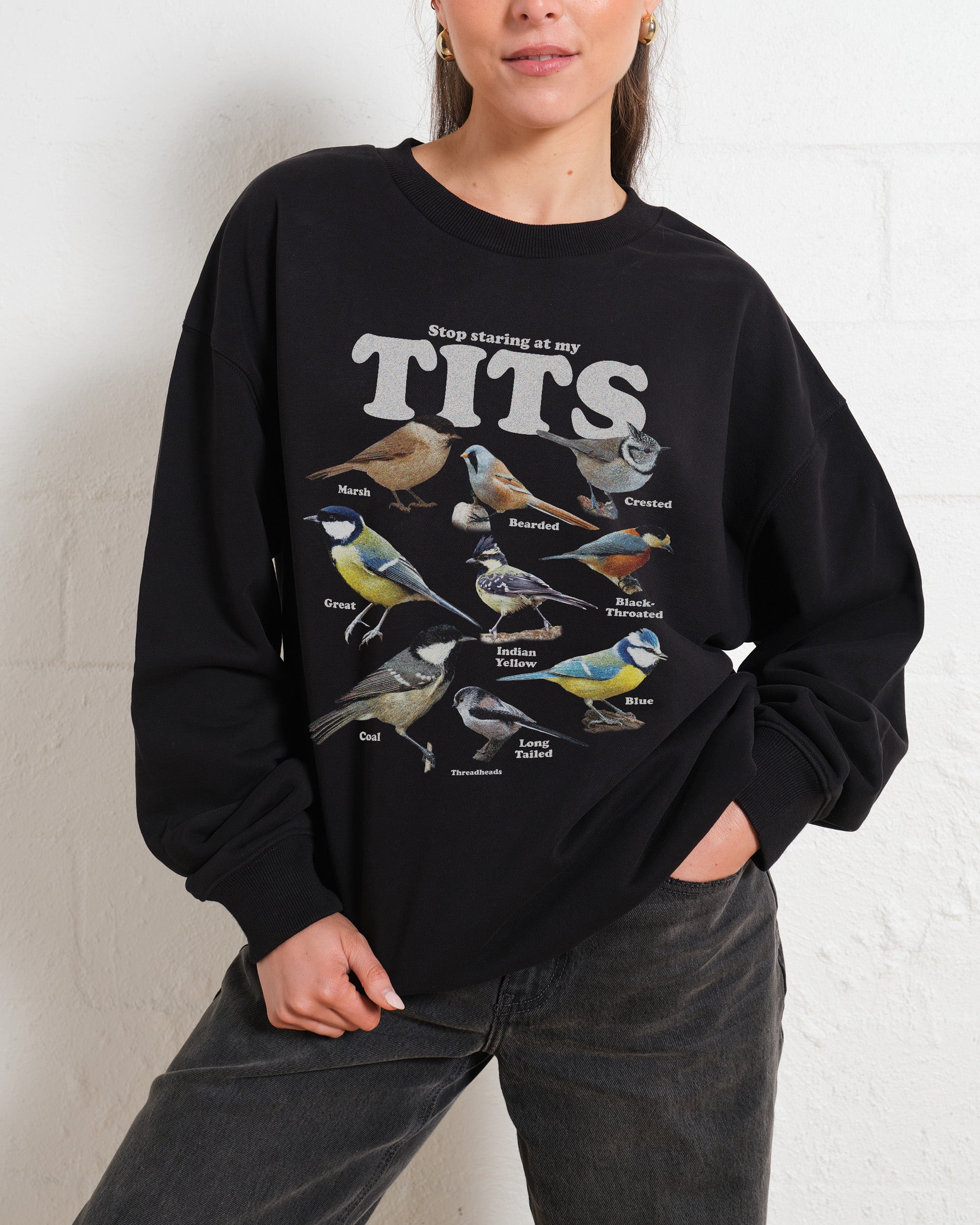 Stop Staring At My Tits Unisex Graphic Sweatshirt 80% Cotton 340gsm