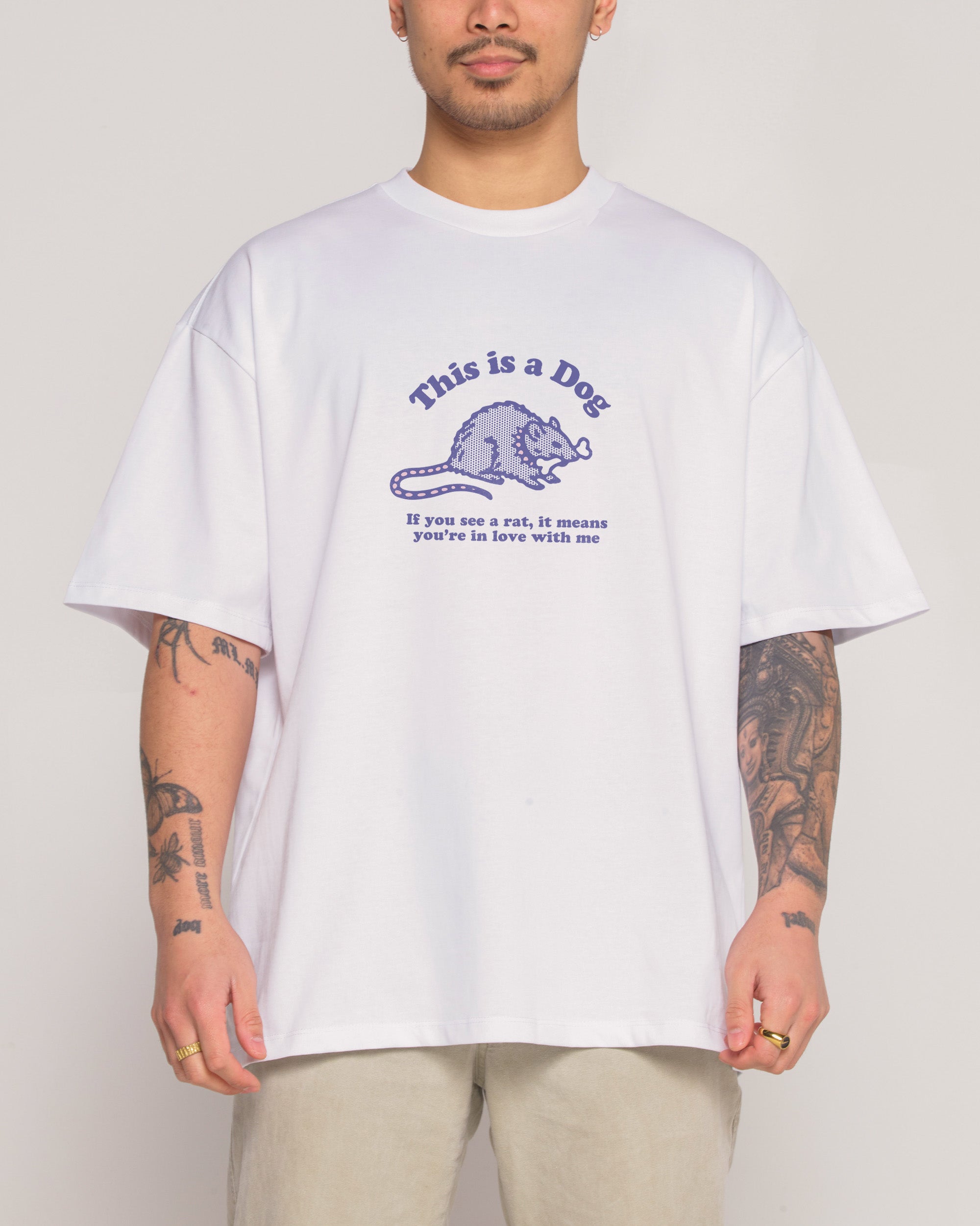 Dog Oversized Graphic Tee - Unisex 90s Boxy Fit Heavyweight 100% Combed Cotton