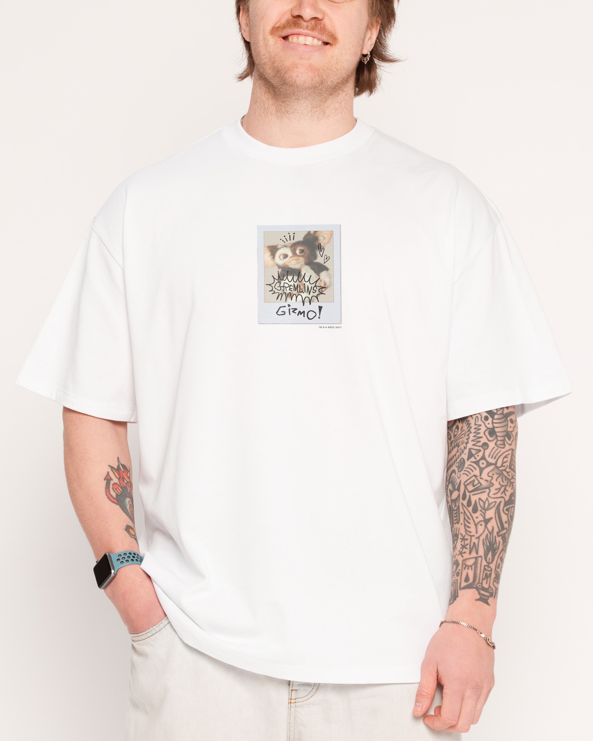 Gizmo Polaroid Oversized T-Shirt Gremlins Collab Unisex 100% Combed Cotton Tee