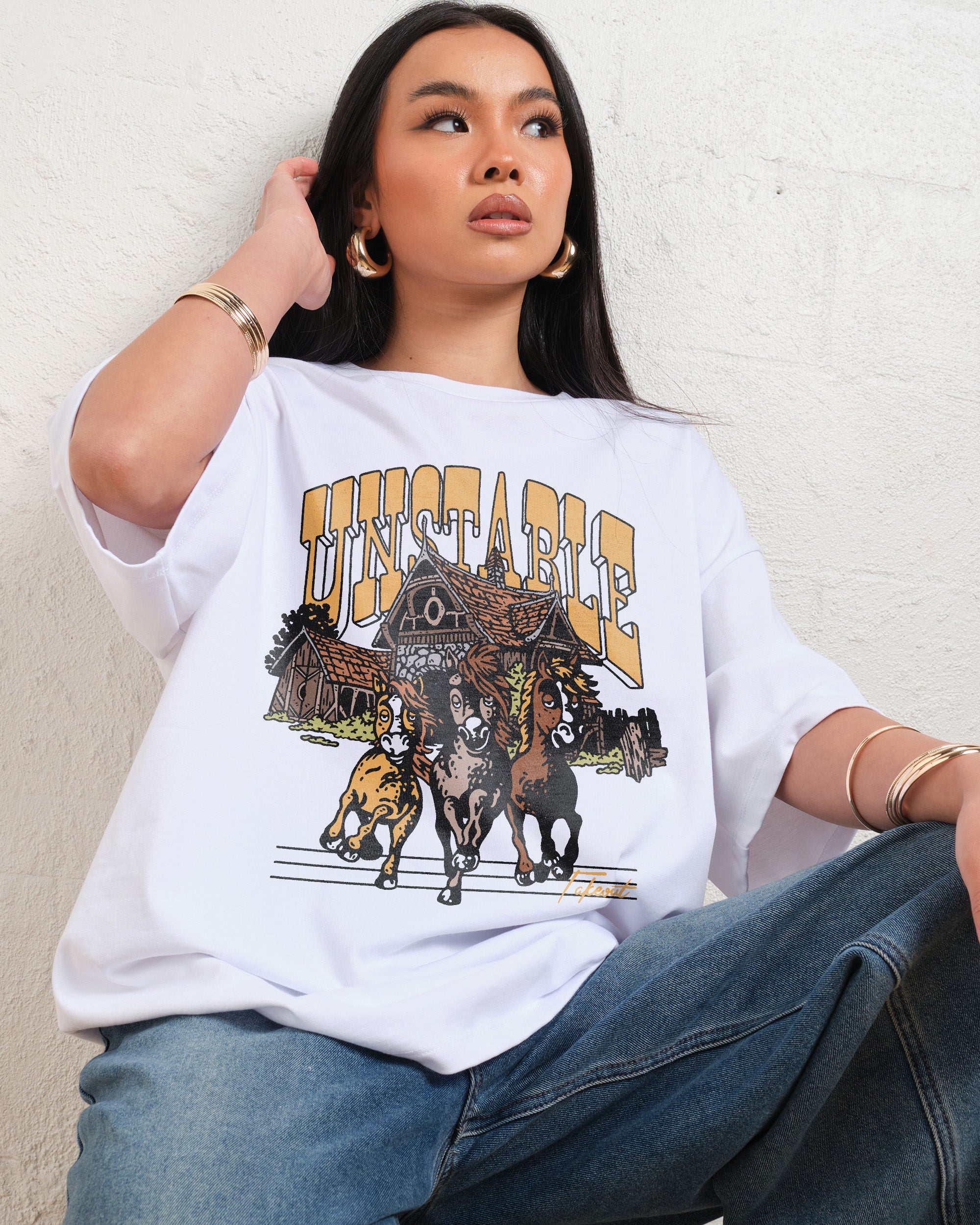 Unstable Oversized Graphic Tee Unisex 90s Boxy Fit 100% Combed Cotton